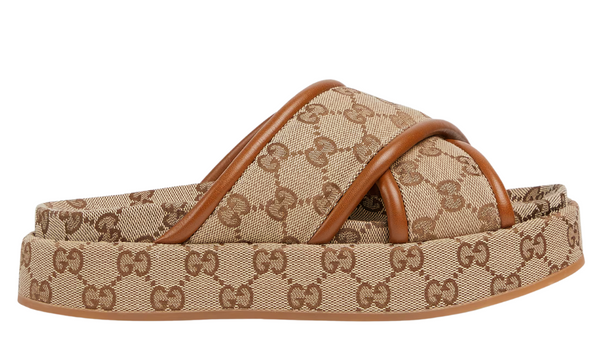 Gucci Women's GG Platform Sandal "Beige And Dark Brown"