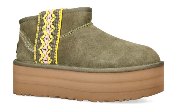 UGG Classic Ultra Mini Braid Boots 'Green'