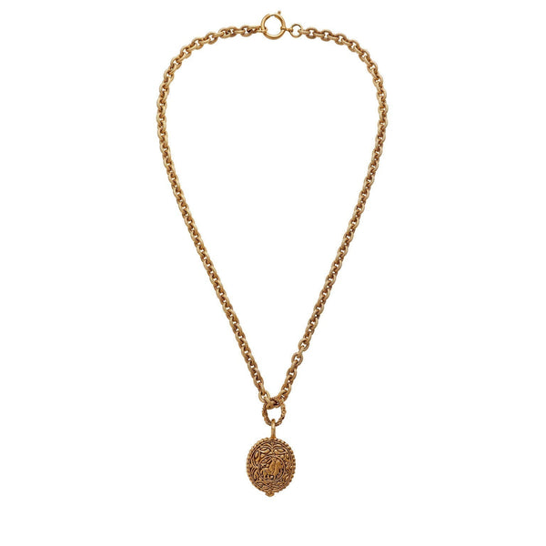 Chanel 24kt Gold Vintage Horse Medallion Necklace