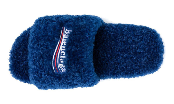 Balenciaga logo-embroidered slides "Blue"