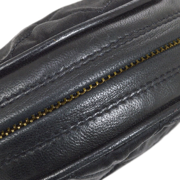 CHANEL 1989-1991 Round Shoulder Bag Black Satin