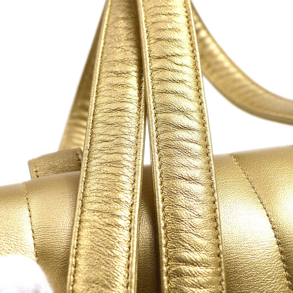 CHANEL 1994-1996 Gold Lambskin Vertical Shoulder Bag