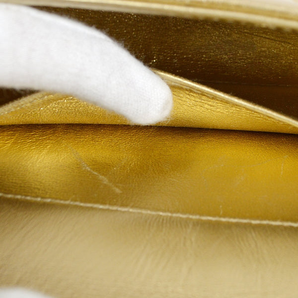 CHANEL 1994-1996 Gold Lambskin Vertical Shoulder Bag