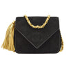 CHANEL 1989-1991 Diamond Shoulder Bag Mini Black Suede