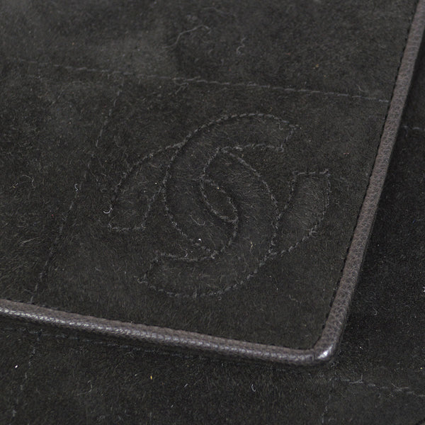 CHANEL 1989-1991 Diamond Shoulder Bag Mini Black Suede