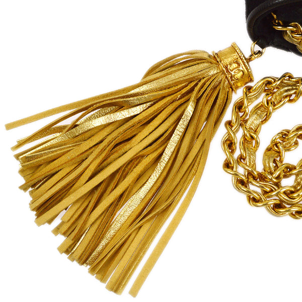 CHANEL 1989-1991 Diamond Shoulder Bag Mini Black Suede