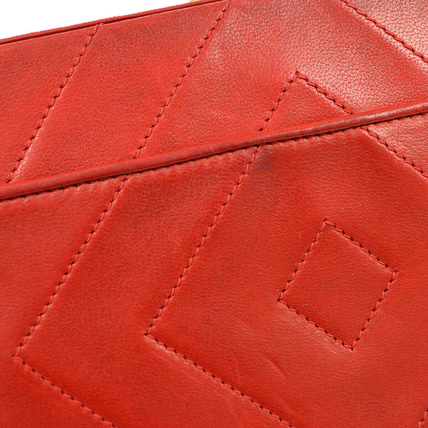 CHANEL 1996-1997 Diamond Box Vanity Shoulder Bag Red Lambskin