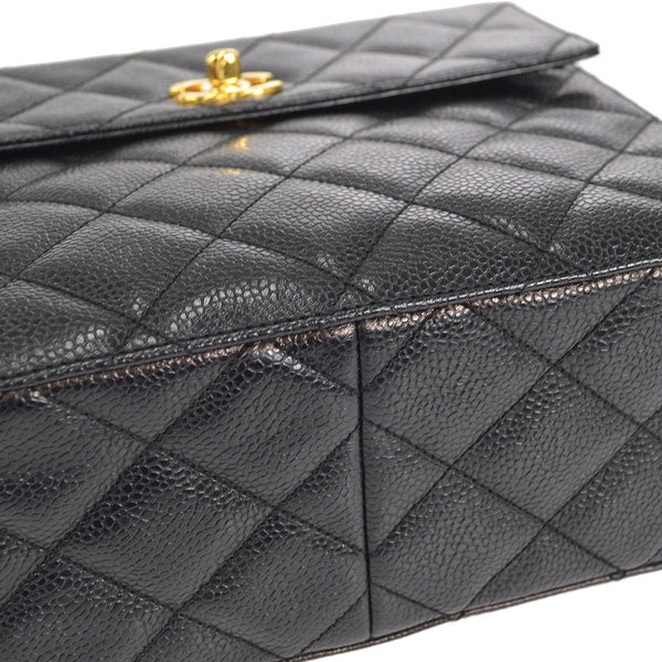 CHANEL 1996-1997 Flap Box Shoulder Bag Small Black Caviar