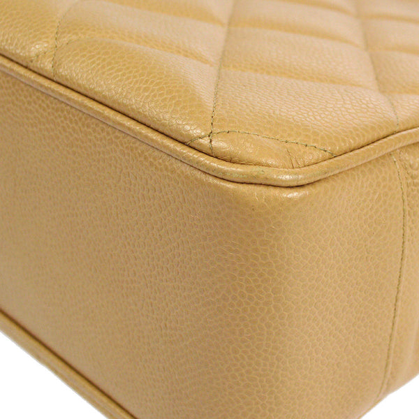 CHANEL 1994-1996 Pocket Chain Tote Beige Caviar