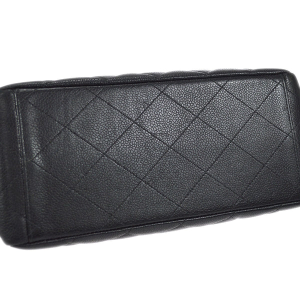 CHANEL 1996-1997 Double Side Classic Flap Shoulder Bag Medium Black Caviar