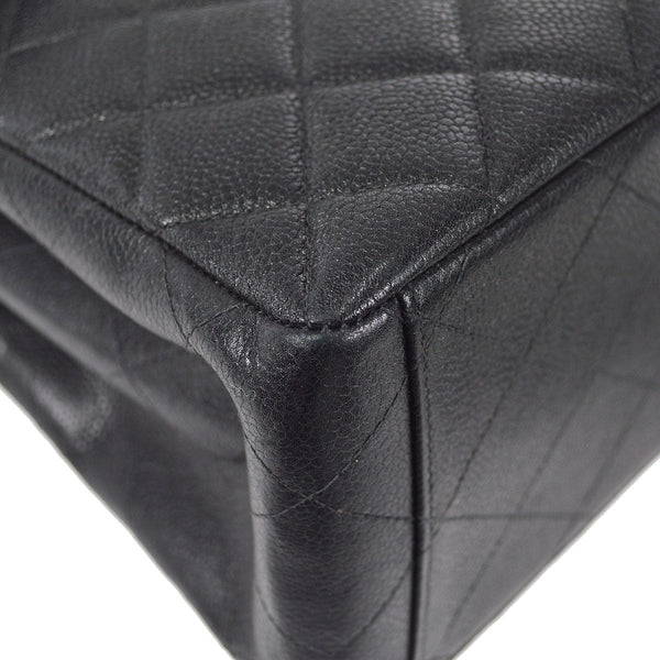 CHANEL 1996-1997 Double Side Classic Flap Shoulder Bag Medium Black Caviar