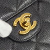 CHANEL 1996-1997 Double Side Classic Flap Shoulder Bag Medium Black Caviar