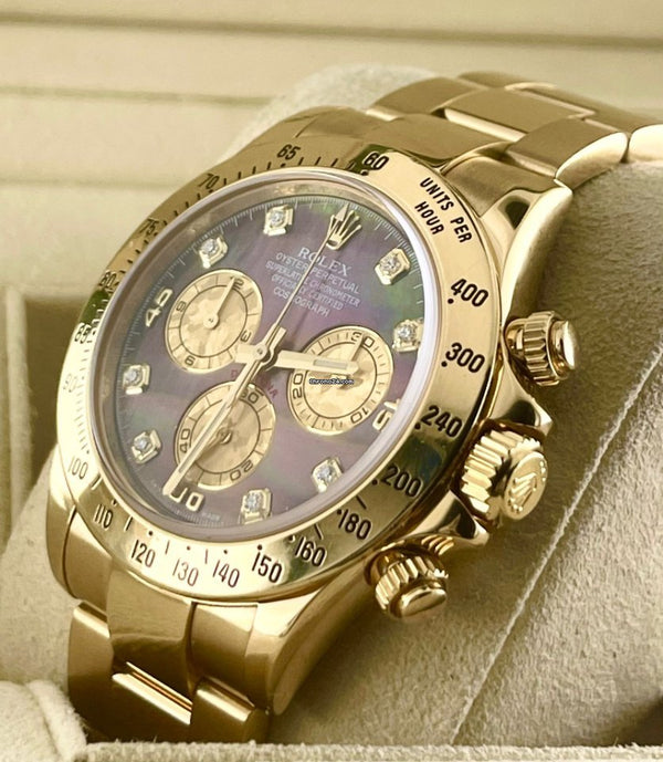 Daytona Yellow Gold Tahiti Diamonds Dial Full set 2010 After Servic
