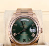 Day-Date 40 Rose Gold 18K 2018 Green Olive dial Mint condition unpolished full set