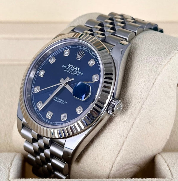 Rolex Datejust 41 Blue Diamonds Dial Mint