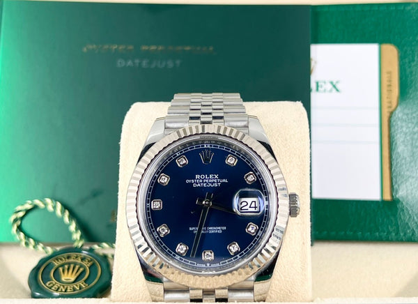 Rolex Datejust 41 Blue Diamonds Dial Mint