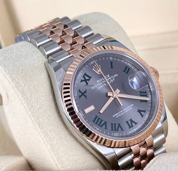 Datejust 36 Steel rose Gold new 2022 full set wimbeldon dial