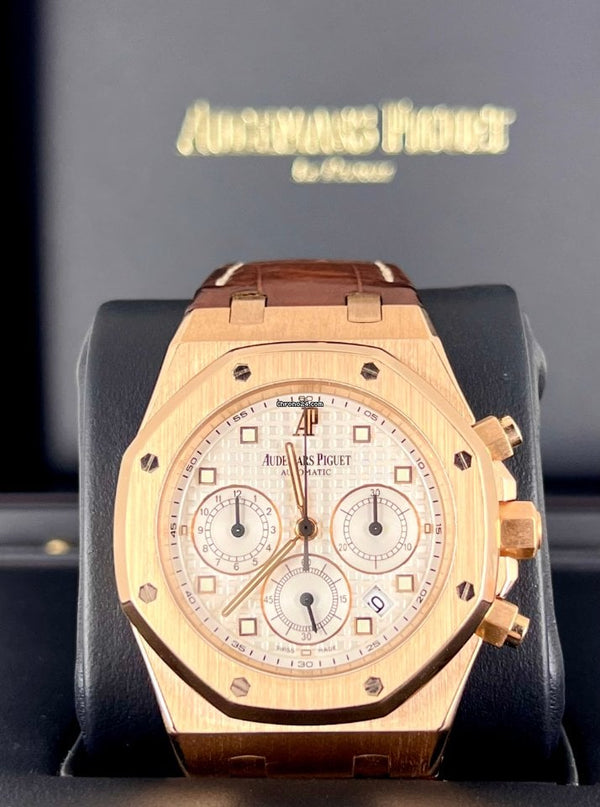 Royal Oak Chronograph kasparov Rose gold white dial box an