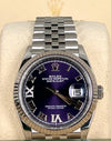 Datejust 36 Aubergine Diamonds Dial 18K White Gold Bezel