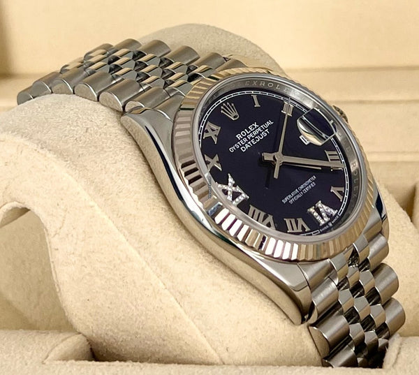 Datejust 36 Aubergine Diamonds Dial 18K White Gold Bezel
