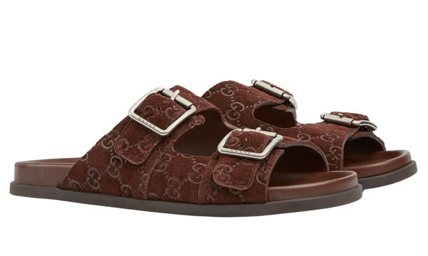 Gucci slide sandal "Brown GG suede"