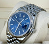 Datejust 36 Blue Stick Dial Jubilee 18K White Gold Bezel