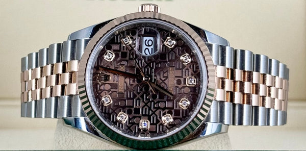 Datejust 36 Certified Rose GOLD Chcolate Diamonds Jubille 2021 99% new Stickers partial