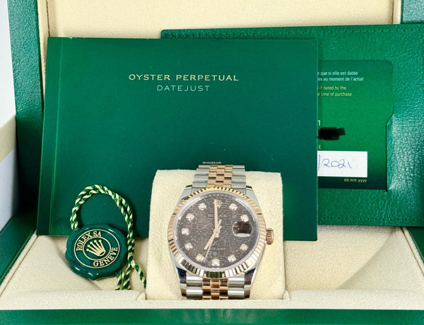 Datejust 36 Certified Rose GOLD Chcolate Diamonds Jubille 2021 99% new Stickers partial