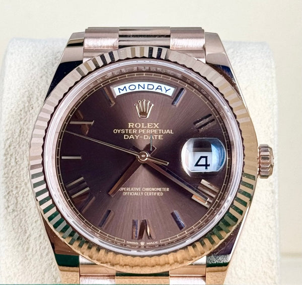 Day-Date 40 Romain Chocolate Dial Rose Gold