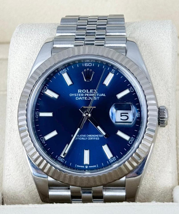 Datejust 41 Certified Blue Stick Dial 2020 New Card