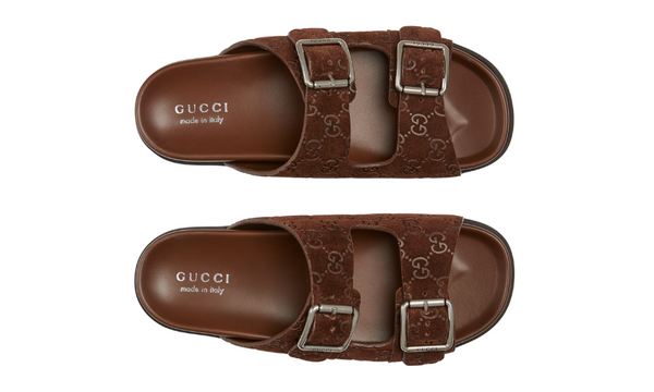 Gucci slide sandal "Brown GG suede"