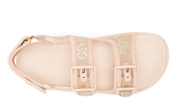 Gucci crystal-embellished monogram-pattern sandals "Blush Beige"