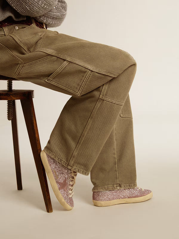 Glitter Super-Star LTD with suede star and silver "LAST PIECES" tag