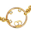 Christian Dior Yellow Gold Finish CD Crystal Station Double Chain Bracelet