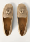 Women's Beige Suede Dot Sole Walk Loafers