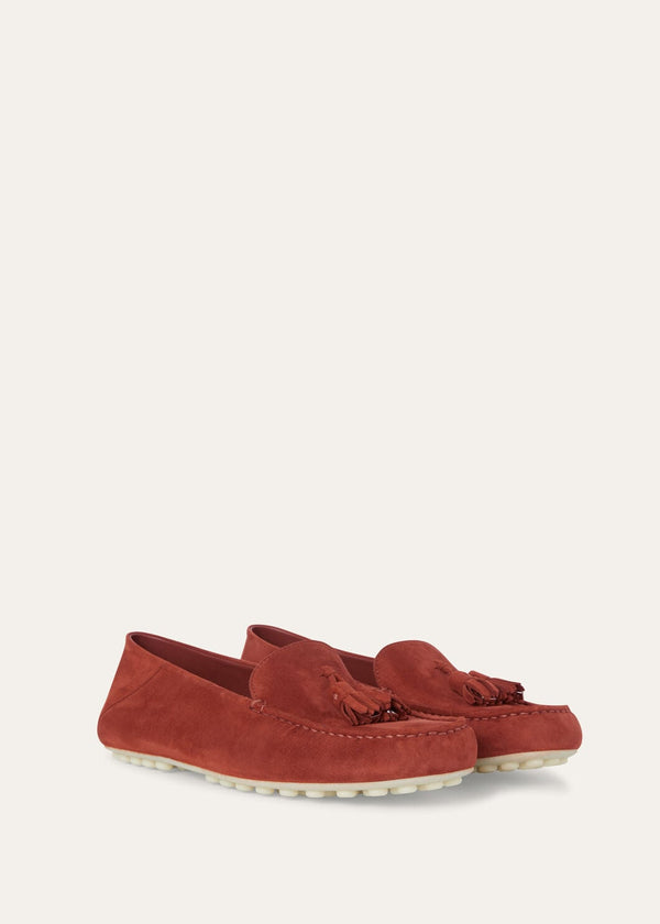 Women's Cinnamon Suede Dot Sole Walk Loafers
