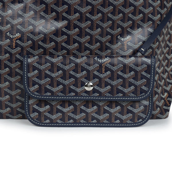 Goyard Goyardine Navy St. Louis PM Tote Bag Palladium Hardware