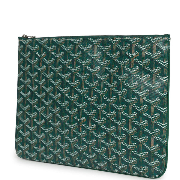 Goyard Goyardine Green Senat MM Pouch Palladium Hardware