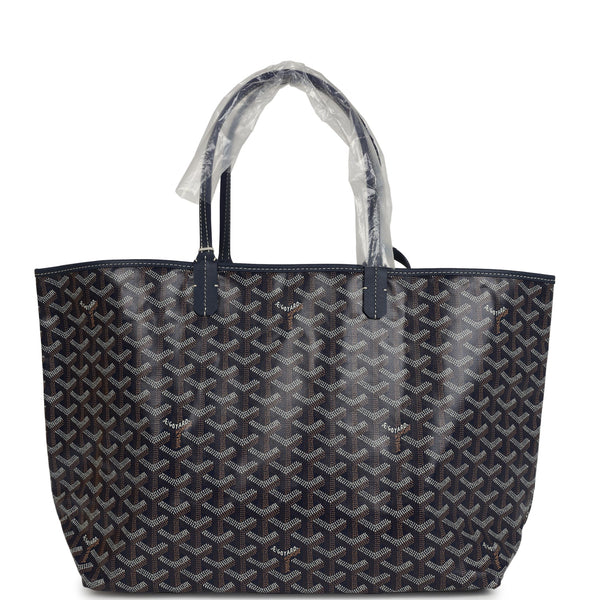 Goyard Goyardine Navy St. Louis PM Tote Bag Palladium Hardware
