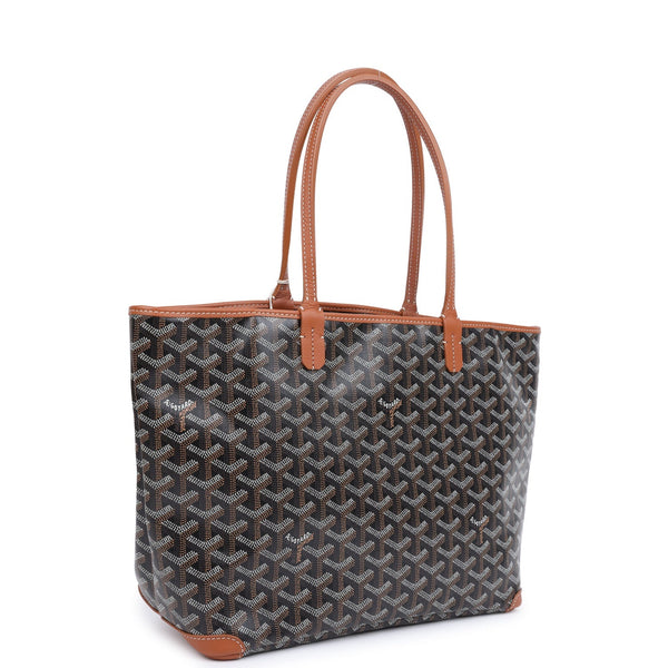 Goyard Goyardine Black and Brown Artois PM Palladium Hardware