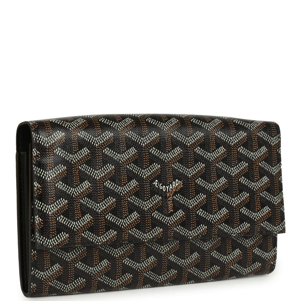 Goyard Goyardine Canvas Black Varenne Continental Wallet Bag Palladium Hardware