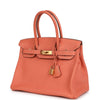 Pre-owned Hermes Birkin 30 Crevette Clemence Gold Hardware