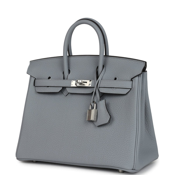 Hermes Birkin 25 Gris Pantin Togo Palladium Hardware