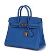 Pre-owned Hermes Birkin 25 Bleu Zellige Togo Gold Hardware