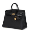 Hermes Birkin 25 Black Matte Alligator and Togo Touch Gold Hardware