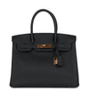 Pre-owned Hermes Birkin 30 Black Togo Rose Gold Hardware