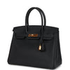 Pre-owned Hermes Birkin 30 Black Togo Rose Gold Hardware
