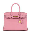 Pre-owned Hermes Special Order (HSS) Birkin 30 Bubblegum Verso Chèvre Brushed Gold Hardware