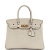 Pre-owned Hermes Birkin 30 Beton Matte Porosus Crocodile Gold Hardware