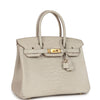 Pre-owned Hermes Birkin 30 Beton Matte Porosus Crocodile Gold Hardware